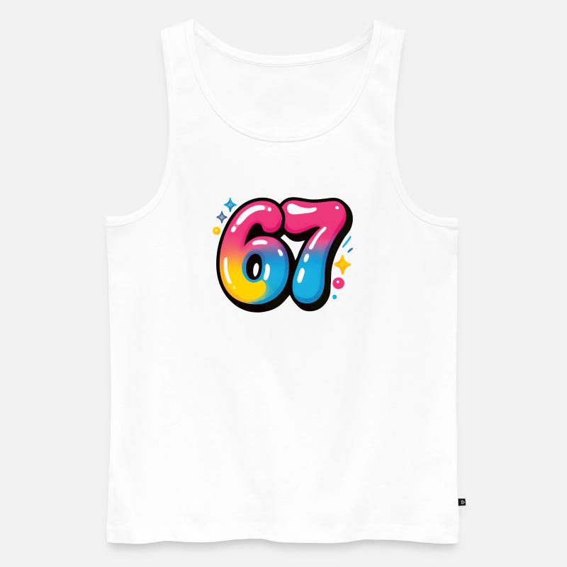 67 bunt sechs sieben bunte Luftballons - Männer Premium Bio Tank Top - Weiß