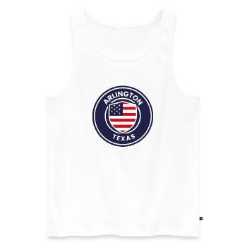 Arlington Texas Emblem with Flag - Men's Premium Organic Tank Top - white - Front - AI Model Male 178 light (178cm)
