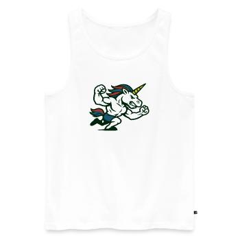 Power Unicorn Running Strong Fantasy Illustration - Men's Premium Organic Tank Top - white - Front - AI Model Male 178 light (178cm)