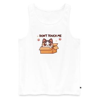 Chaton Dans Boîte – Pas Toucher - Débardeur bio Premium Homme - blanc - Devant - Michal (187cm)