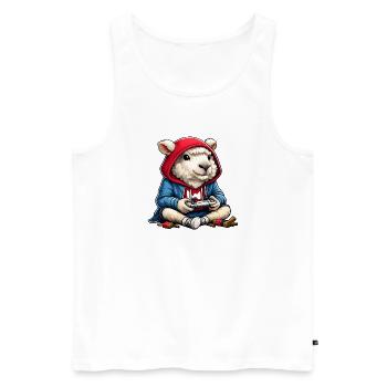 Gamer Sheep Hoodie Charm - Men's Premium Organic Tank Top - white - Front - AI Model Male 178 light (178cm)