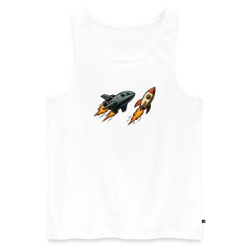 Espace de dessin animé Rocket Sprint - Débardeur bio Premium Homme - blanc - Devant - AI Model Male 178 light (178cm)