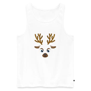Rentiergesicht niedliches Weihnachts-Weihnachtstier - Männer Premium Bio Tank Top - Weiß - Vorne - Michal (187cm)