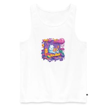 Colorful bear harvest in the flow of colors - Men's Premium Organic Tank Top - white - Front - AI Model Male 178 light (178cm)