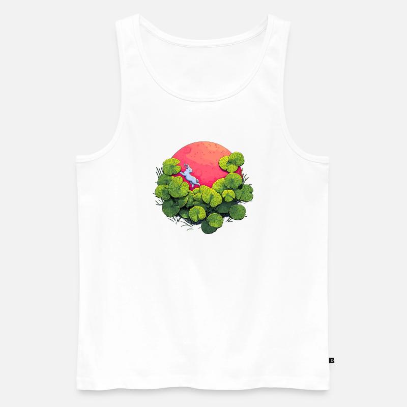 Moonlight Bunny in Leaf Forest - Men's Premium Organic Tank Top - white