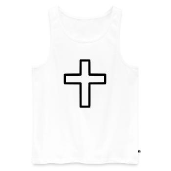 Dickes Kreuz Outline Comic Symbol - Männer Premium Bio Tank Top - Weiß - Vorne - Michal (187cm)