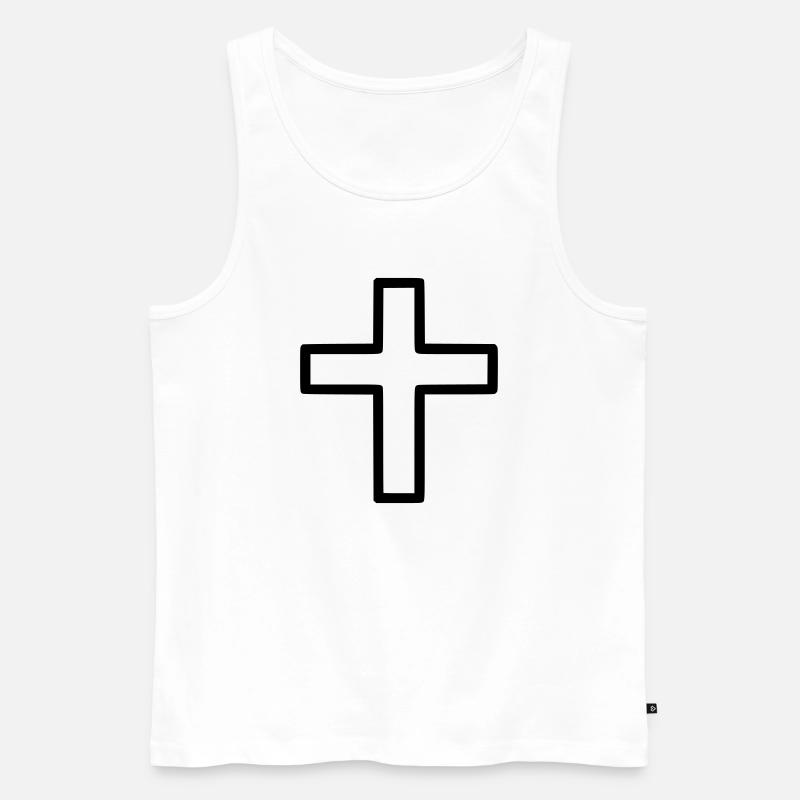 Dickes Kreuz Outline Comic Symbol - Männer Premium Bio Tank Top - Weiß