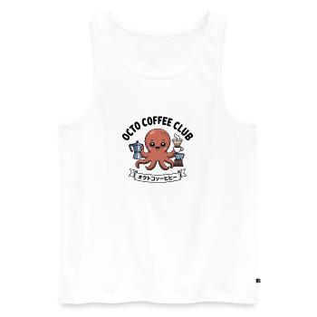 Octo Coffee Club – Lustiges Oktopus-T-Shirt - Männer Premium Bio Tank Top - Weiß - Vorne - Michal (187cm)
