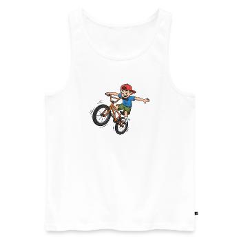 BMX Junge Cartoon Fahrrad Stunt - Männer Premium Bio Tank Top - Weiß - Vorne - AI Model Male 178 light (178cm)