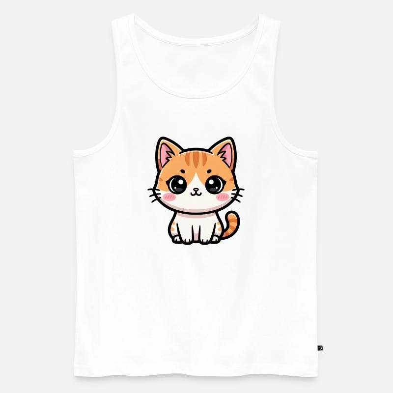 Chibi Tabby Kätzchen-Tee Art - Männer Premium Bio Tank Top - Weiß