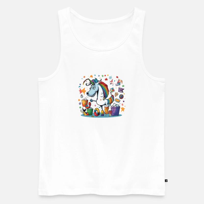 Bunter Einhorn Partychaos - Männer Premium Bio Tank Top - Weiß