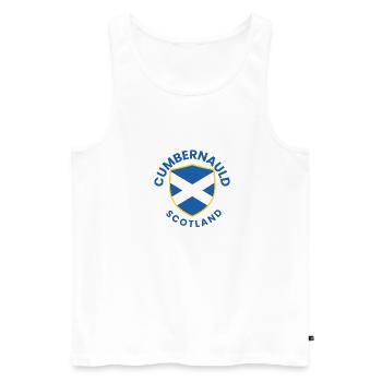 Cumbernauld Scotland Shield - Men's Premium Organic Tank Top - white - Front - AI Model Male 178 light (178cm)