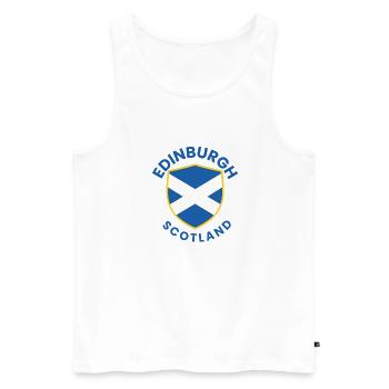 Edinburgh Scotland Crest Shield - Men's Premium Organic Tank Top - white - Front - AI Model Male 178 light (178cm)
