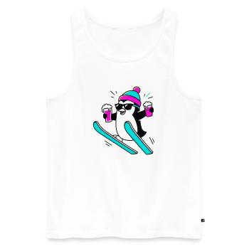 Erst Piste dann Party. Party Pinguin. - Männer Premium Bio Tank Top - Weiß - Vorne - Michal (187cm)