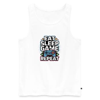 Eat Sleep Game Repeat - Men's Premium Organic Tank Top - white - Front - AI Model Male 178 light (178cm)