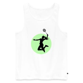 Badminton Spielerin Silhouette – Smash Power - Männer Premium Bio Tank Top - Weiß - Vorne - AI Model Male 178 light (178cm)