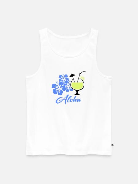 Aloha Hibiscus Tropical Drink - Men's Premium Organic Tank Top - white