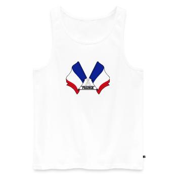 Drapeau français croisé - Débardeur bio Premium Homme - blanc - Devant - Michal (187cm)