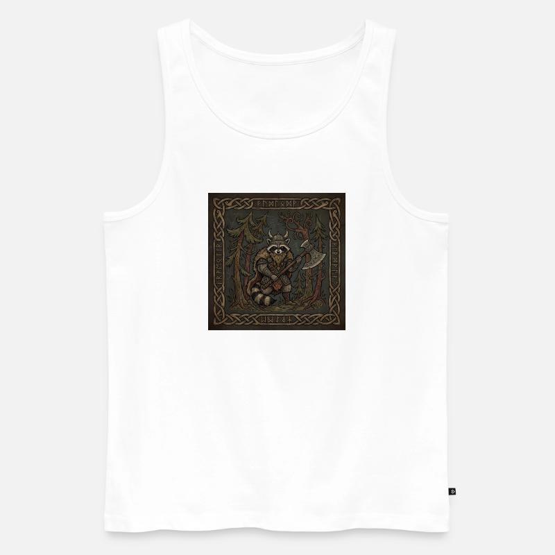Wikinger Waschbär Krieger Mit Runenaxt - Männer Premium Bio Tank Top - Weiß