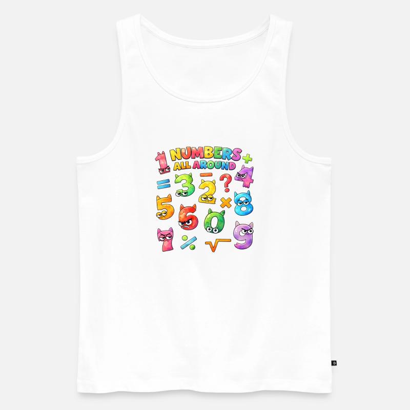 Rainbow Math Faces & Numbers - Männer Premium Bio Tank Top - Weiß