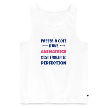 animatrice - Débardeur bio Premium Homme - blanc - Devant - AI Model Male 178 light (178cm)