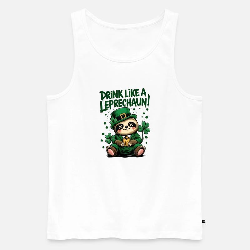 Faultier Leprechaun St. Patrick's Day Design - Männer Premium Bio Tank Top - Weiß