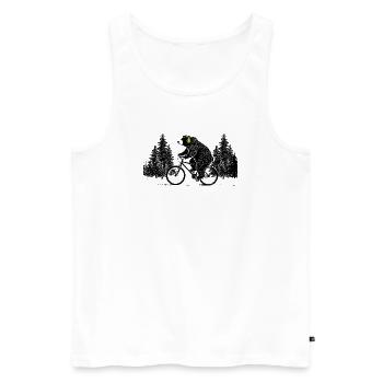 Cycling Bear - Men's Premium Organic Tank Top - white - Front - AI Model Male 178 light (178cm)