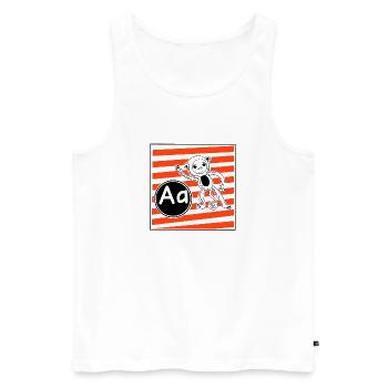 A pour Monkey Learning Letters à l’école primaire - Débardeur bio Premium Homme - blanc - Devant - AI Model Male 178 light (178cm)