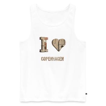 J’adore Copenhague – Design nordique moderne - Débardeur bio Premium Homme - blanc - Devant - AI Model Male 178 light (178cm)