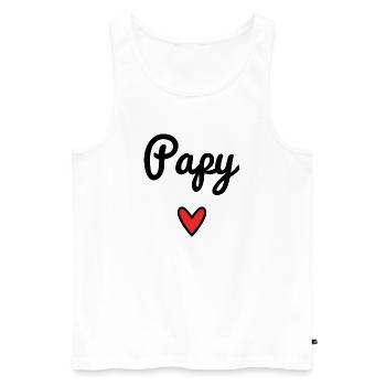 PAPY. PAPA. FÊTE DES PÈRES. BONNE FÊTE PAPA - Débardeur bio Premium Homme - blanc - Devant - Michal (187cm)