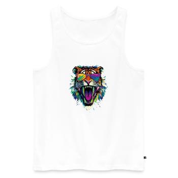 Säbelzahntiger Smilodon Raubkatze Säbelzahn Tiger - Männer Premium Bio Tank Top - Weiß - Vorne - AI Model Male 178 light (178cm)