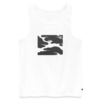 Gray Seigaiha – Japanese Wave Pattern  - Men's Premium Organic Tank Top - white - Front - AI Model Male 178 light (178cm)