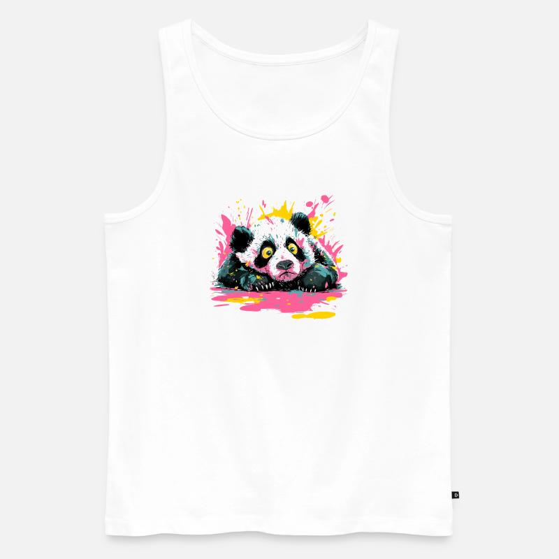Panda Splash Pop-Art Farbspritzer - Männer Premium Bio Tank Top - Weiß
