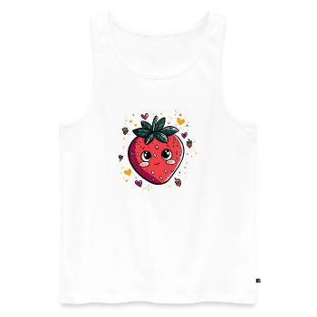 Fraise Kawaii - Débardeur bio Premium Homme - blanc - Devant - AI Model Male 178 light (178cm)