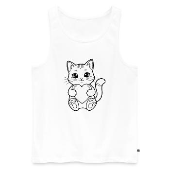 Katze mit Herz – für Katzenliebhaber & Romantiker - Männer Premium Bio Tank Top - Weiß - Vorne - Michal (187cm)