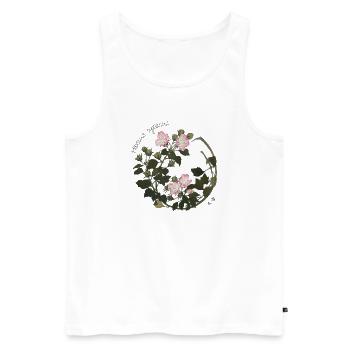 Zeshin’s Bloom – Hibiscus Syriacus Japanese Floral - Men's Premium Organic Tank Top - white - Front - Michal (187cm)