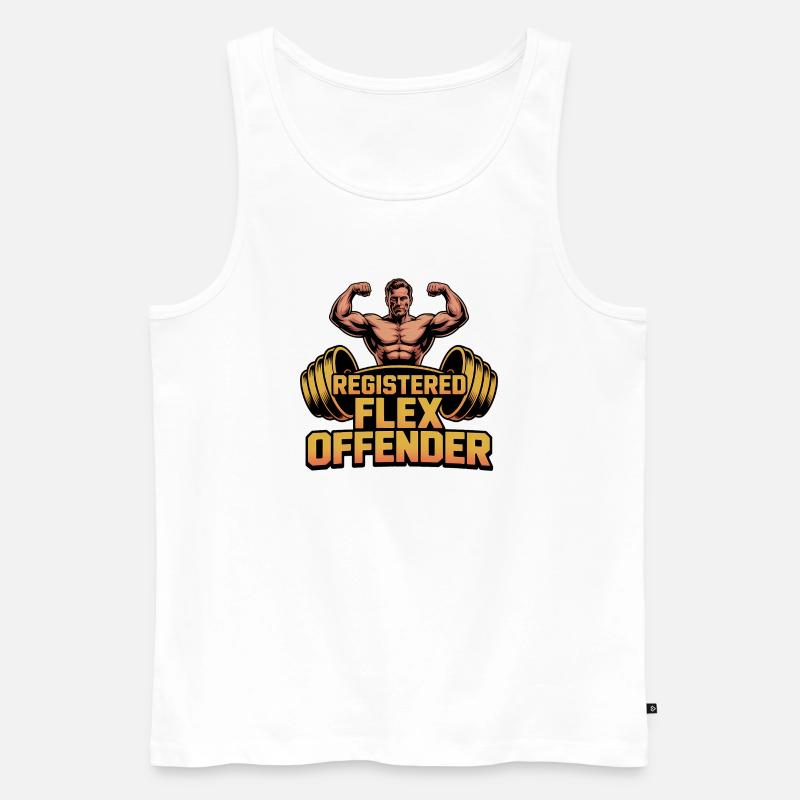 Registered Flex Offender - Funny Gym Tshirt - Männer Premium Bio Tank Top - Weiß