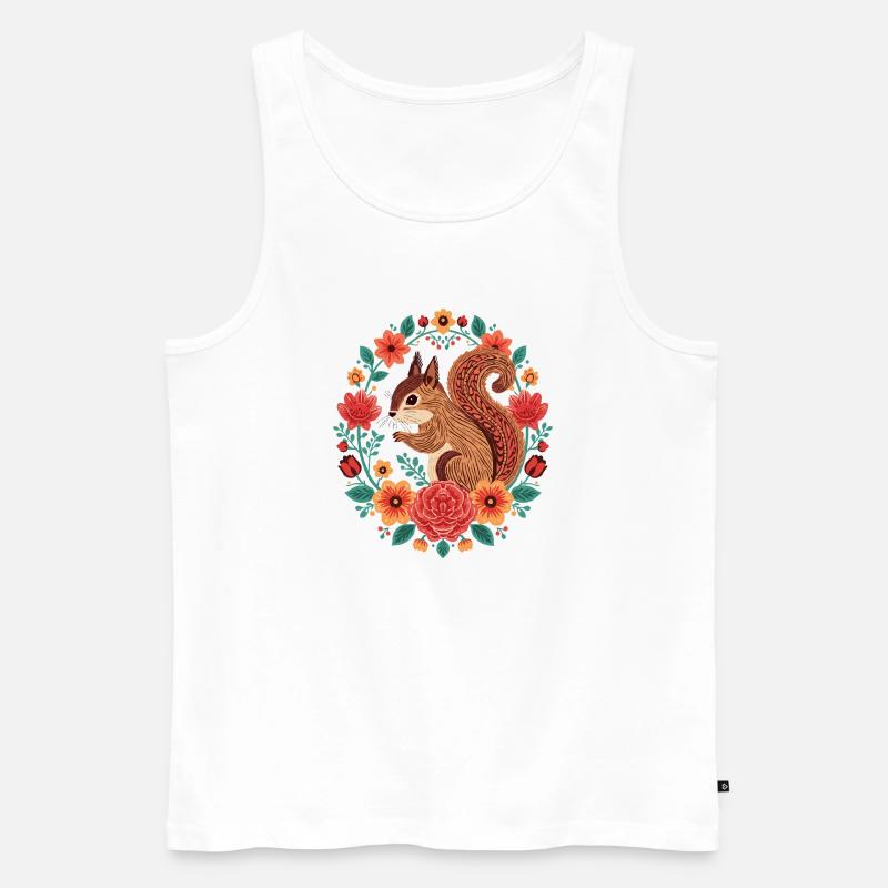 Eichhörnchen im Blumenkreis - Männer Premium Bio Tank Top - Weiß