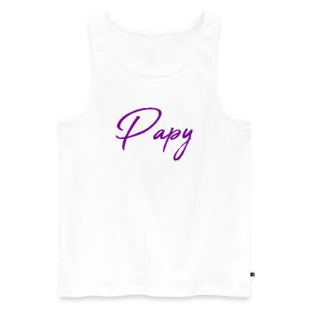 PAPY. PAPA. FÊTE DES PÈRES. BONNE FÊTE PAPA - Débardeur bio Premium Homme - blanc - Devant - Michal (187cm)