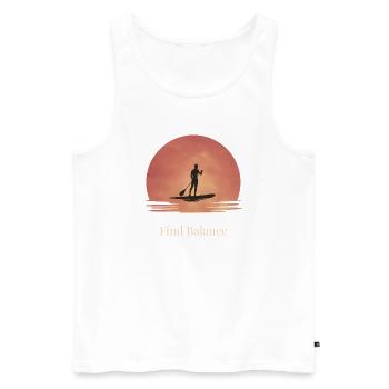 Sunset SUP – Tranquility on the water - Men's Premium Organic Tank Top - white - Front - AI Model Male 178 light (178cm)