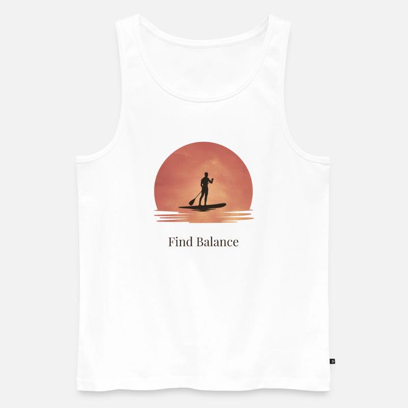 Sunset SUP – Ruhe auf dem Wasser - Männer Premium Bio Tank Top - Weiß