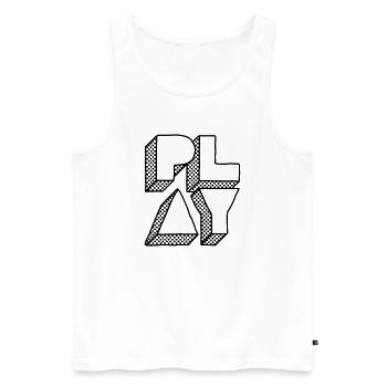 Press Play – Music Party DJ Design - Men's Premium Organic Tank Top - white - Front - AI Model Male 178 light (178cm)
