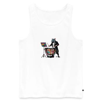 Pauken-Graffiti-Ratte am Schlagzeug - Männer Premium Bio Tank Top - Weiß - Vorne - AI Model Male 178 light (178cm)