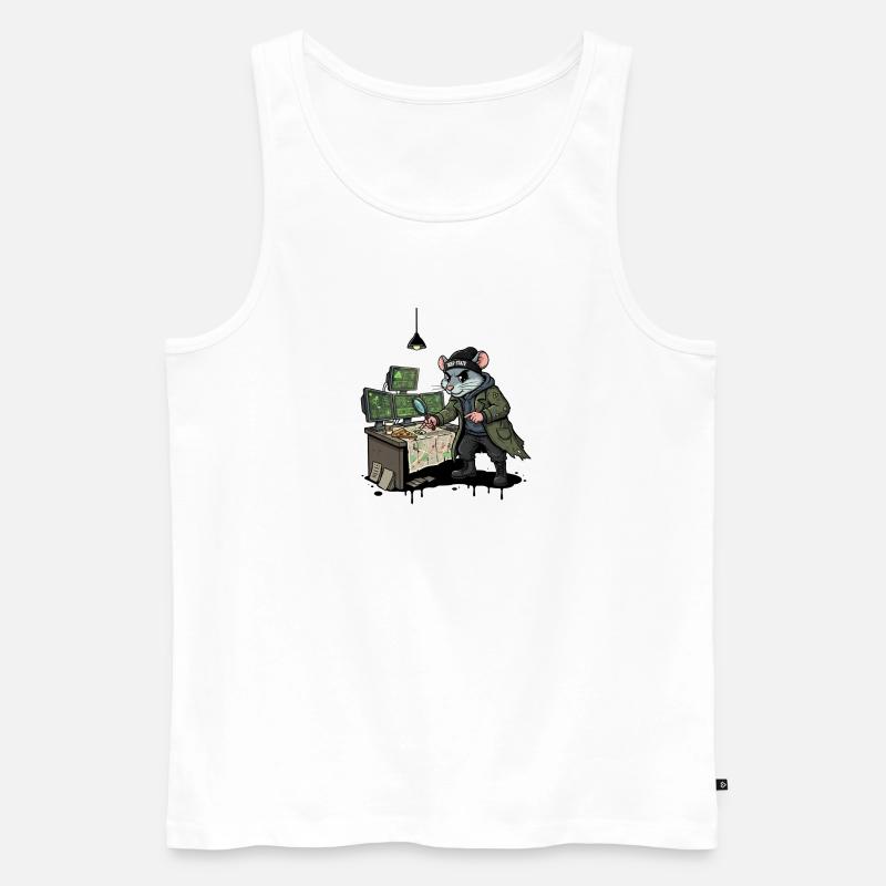 Hacker-Ratte Detektiv Deep-State Spurensuche - Männer Premium Bio Tank Top - Weiß