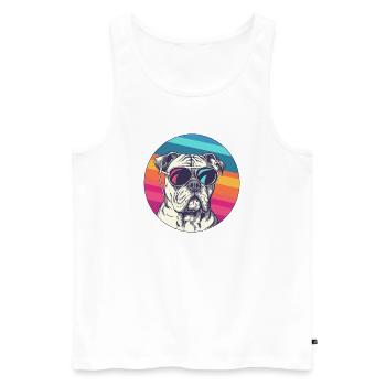 Rainbow Bulldog with Sunglasses - Men's Premium Organic Tank Top - white - Front - Michal (187cm)