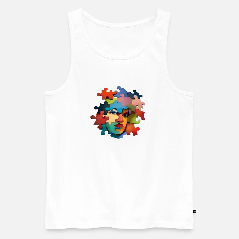 Puzzlesporträt Farbexplosion - Männer Premium Bio Tank Top - Weiß