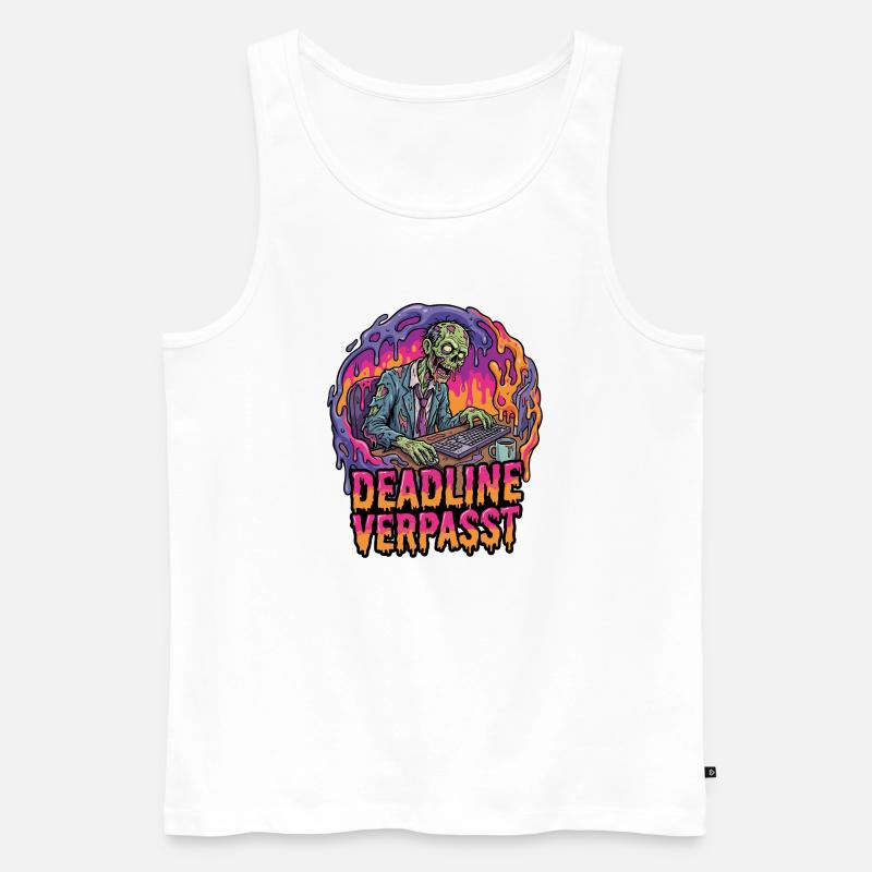 Deadline Verpasst Zombie am PC - Männer Premium Bio Tank Top - Weiß
