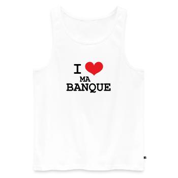 Ich liebe meine Bank - Männer Premium Bio Tank Top - Weiß - Vorne - Michal (187cm)