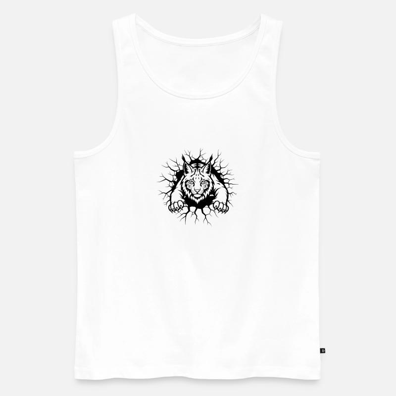 Luchs Wanddurchbruch Wildtier Illustration - Männer Premium Bio Tank Top - Weiß
