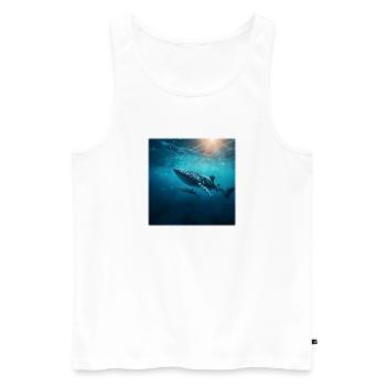 Mère requin-baleine avec bébé nature sous-marine - Débardeur bio Premium Homme - blanc - Devant - Michal (187cm)